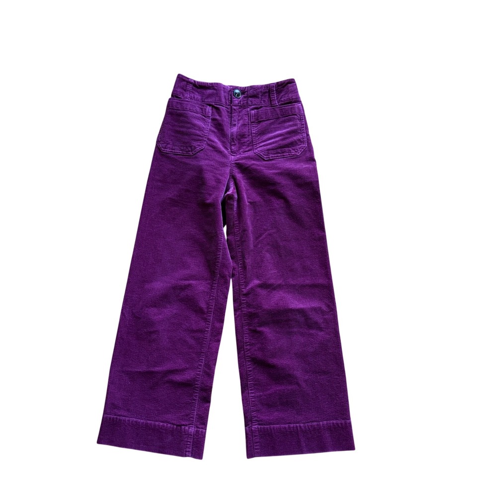 Maeve Anthropologie Colette Pants 24 Purple Corduroy Wide Leg Crop High Rise